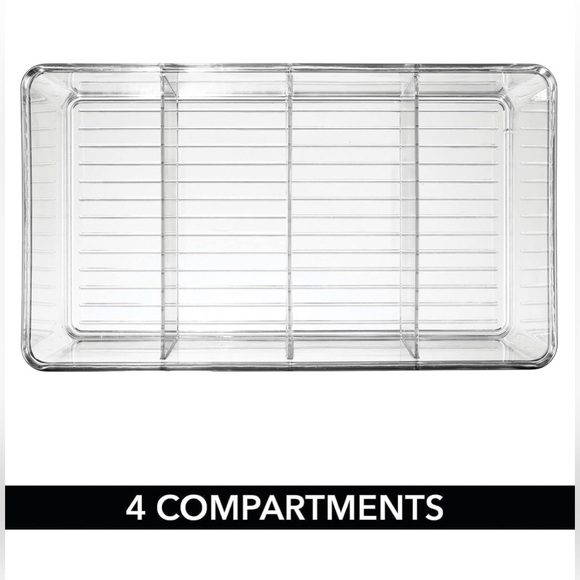 4 Section Divided Clear Bin, (4 pack) - Picture 3 of 3